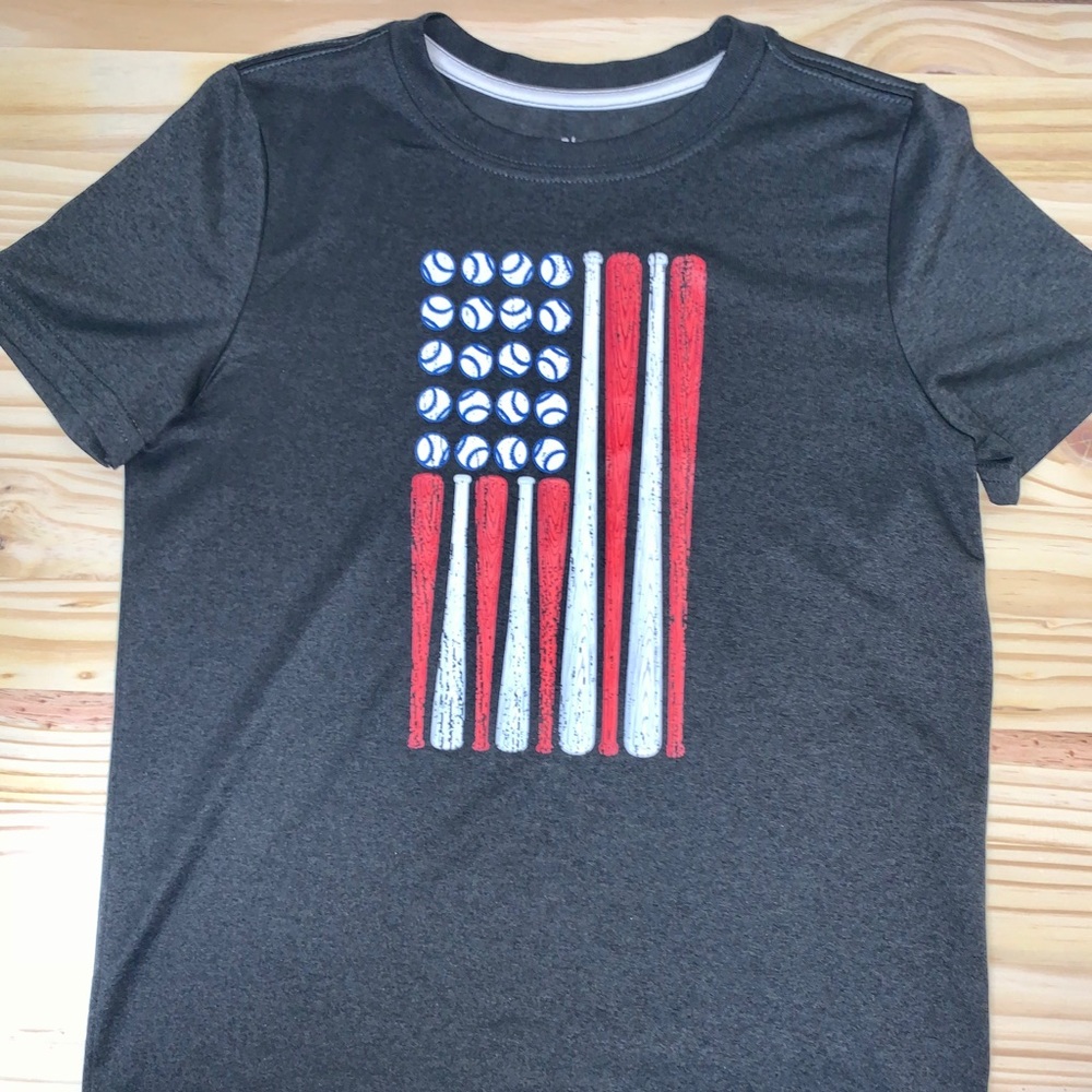 BCG Boys Flag Baseball Shirt Dri-Fit Youth Medium